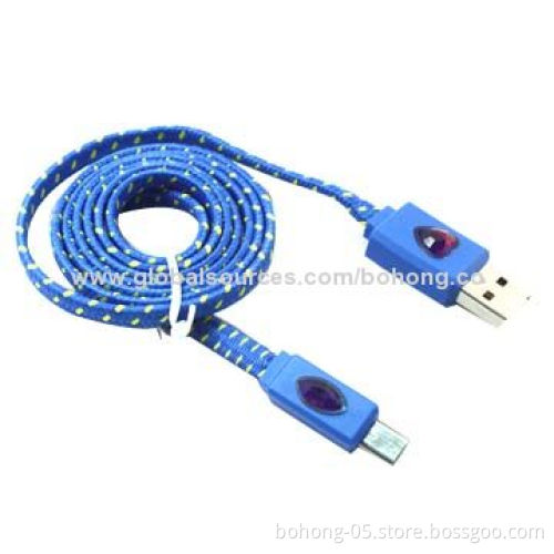 Lightning Micro USB Rope Cable, 1m Line Length, Can do Yellow, Blue, Black, White, Rose, Purple
